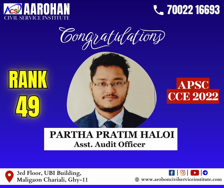 Partha Pratim Haloi, Assistant Audit Officer, Rank - 49